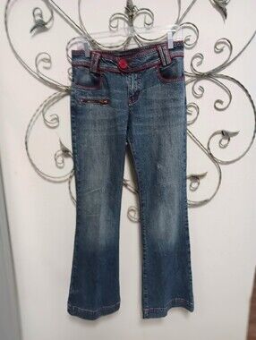VIGOSS flare jeans red accents 9/10